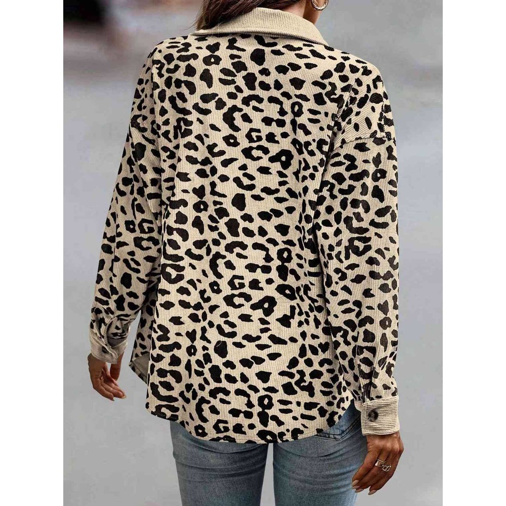 Leopard Button Down Shacket Jacket - Picture 8 of 11